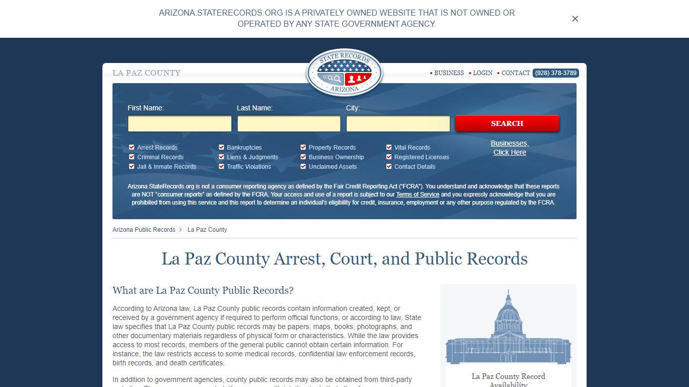 La Paz County Arrest, Court, and Public Records