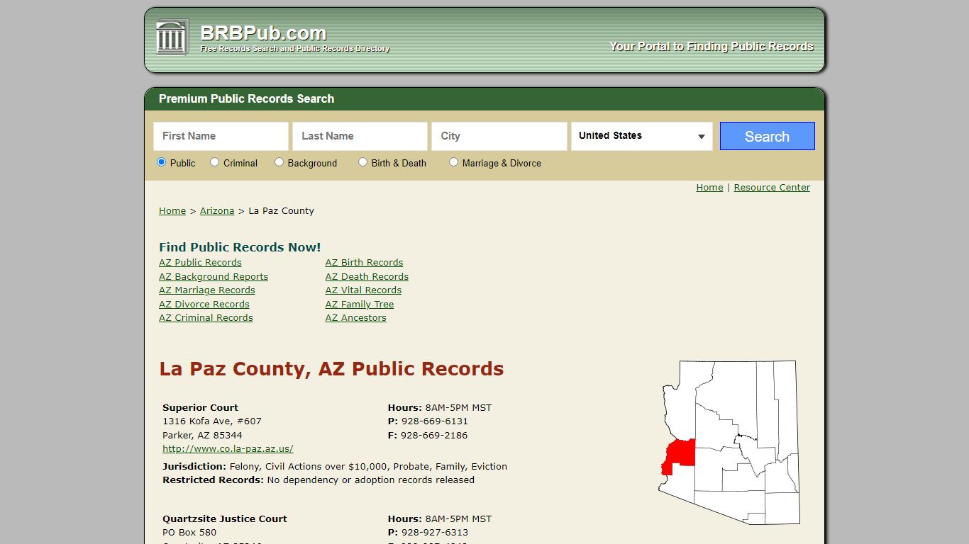 La Paz County Public Records | Search Arizona Government Databases