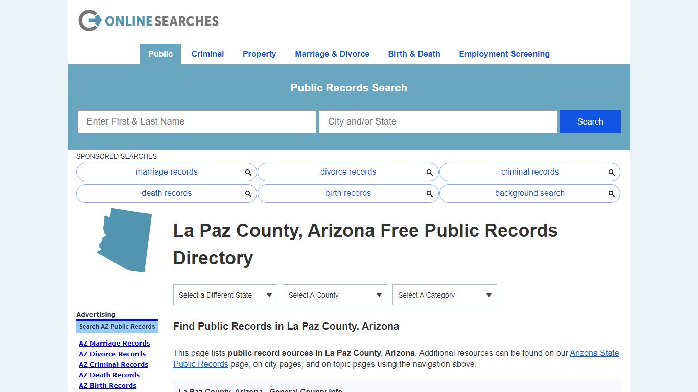 La Paz County, Arizona Public Records Directory - OnlineSearches.com